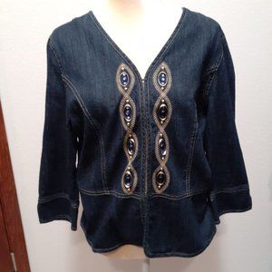 Lara Lane Denim Jean embellished jewels Jacket -